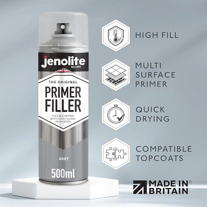 JENOLITE Primer Filler Aerosol, Quick-Drying Multi-Surface, Grey 1x16.9oz - color: GREY