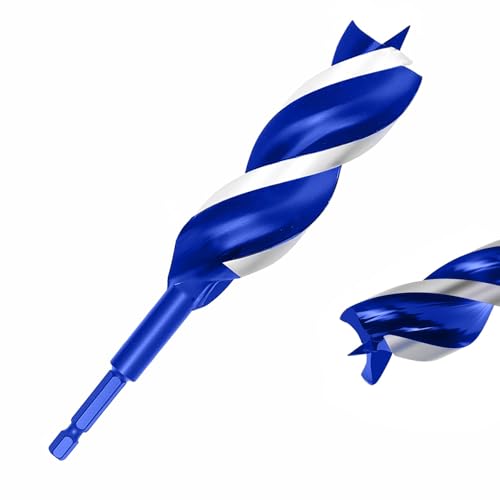 1-1/4 Inch Auger Drill Bit for Wood, 6" Long Carbon Steel Quick Change Hex Shank Wood Drill Bit for Hardwood, Softwood and Plastic (Blue) - size: 1-1/4" x 6"
