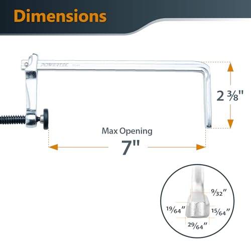 POWERTEC Quick Screw Guide Rail Clamps for BOW XTENDER Fences, MFT Table, Track Saw Guide Rail System, 7” Capacity x 2-3/8” Throat Depth, 400lbs Clamping Force (71409) (Pack of 20) - size: 7" Guide Rail Clamp, Pack of 20