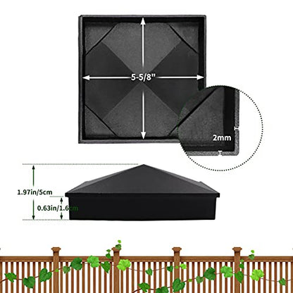 6x6 Heavy Duty Aluminum Post Caps Cover, Actual 5.5" x 5.5" Wood Post - color: Black, size: 5.5" x 5.5"