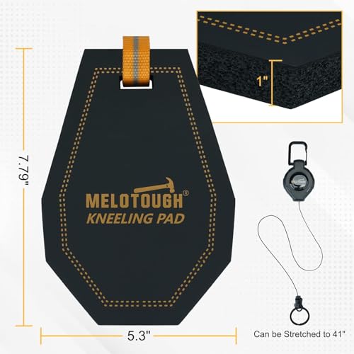 MELOTOUGH Mini Kneeling Pads with Badge Reel for Work, 1" Thick Soft NBR Foam Kneeling Pad for Mechanics, Construction, Electricians, Plumbers - Portable & Comfortable (Black) (Pack of 2) - size: One Size (Pack of 2)