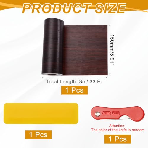 uxcell Wood Grain Repair Tape,5.9" x33ft Grain Repair Patch,Black Walnut - color: Black Walnut, size: 5.9 Inch x 33 ft
