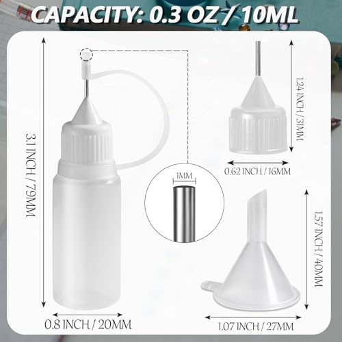 10ml Precision Tip Bottles, 10 Pcs White 2 Funnels - size: 10ml