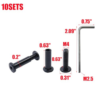 MY MIRONEY 10 Sets Black Binding Post Screw, M4 x 5mm x 16mm - color: Black, size: M4 x 5mm x 16mm