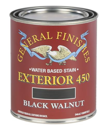 General Finishes Exterior 450 Water Based Wood Stain, 1 Quart, Black Walnut - color: Black/Walnut, size: 1 Quart