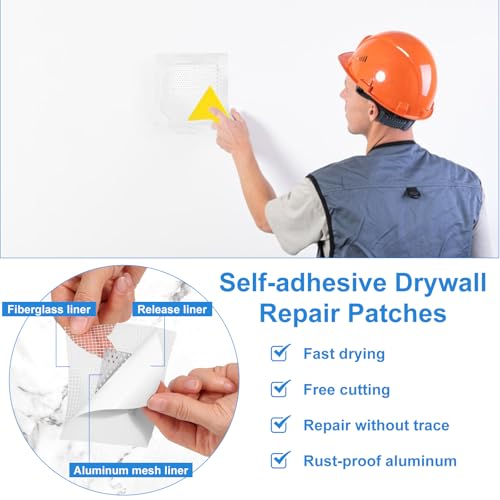 Dry Wall Patch Kits, Aluminum Spackle Wall Repair Patch Kit Fiber Mesh Plate with Scraper, 8.8oz X 2 White Repair Putty Drywall Hole Filler to Fix Wall Surface Holes, Quick Repair Creak Damage - color: 2 X 8.8oz White Wall Repair Putty Patch Kit