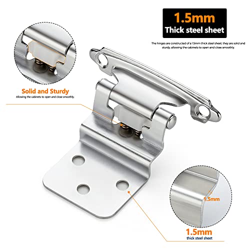 Ravinte 3/8" Inset Polished Chrome Cabinet Hinges 60 Pack (30 Pairs) - color: Polished Chrome