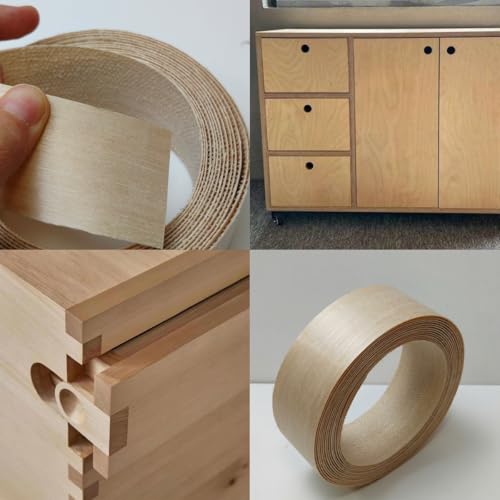 Birch Wood Veneer Edge Banding Roll,1-1/2 inch X 13 ft Iron-On Pre-Glued Edging Tape with Hot Melt Adhesive,Ideal for Plywood, Furniture, Drawers, Shelves Renovation - color: Birch, size: 1-1/2''×13ft