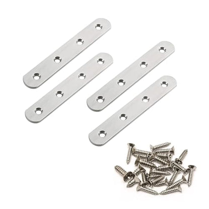 4 Pack Flat Straight Brackets, 130mm/5.1" Silver Mending Plates - color: Silver, size: 130mm/5.1"