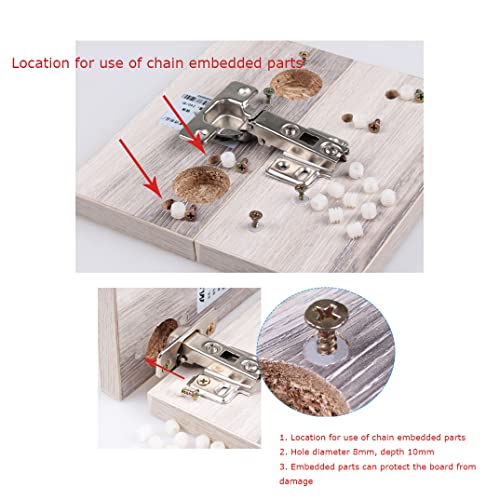 MEETOOT 100pcs Plastic Hinge Dowel Inserts Kit 4x10mm Toothed Machine Thread Opening Plastic Dowel and M4x10 Screws
