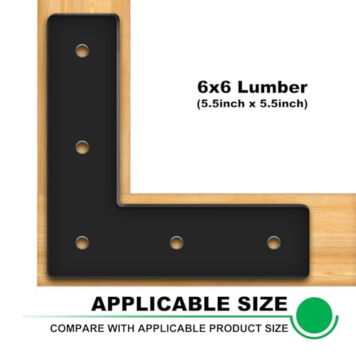 8 Pack 6" L Mending Plate L Post Bracket for Wood 6x6 Heavy Duty