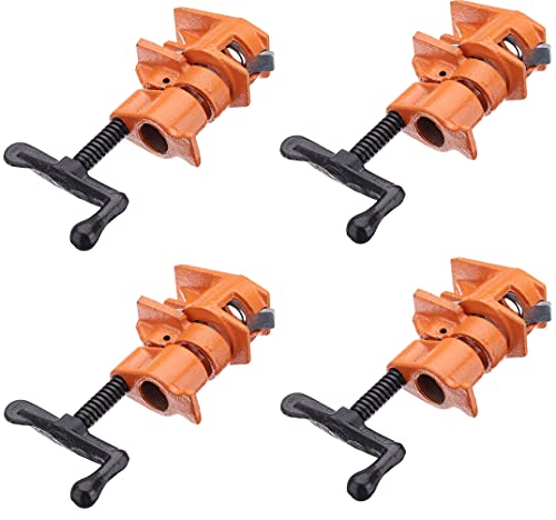 Y&Y Decor 4 Pack 3/4" Pipe Clamps for Wood Gluing, Heavy Duty Cast Iron, Professional Woodworking Tools