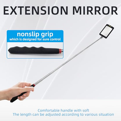 2Pcs Telescoping Lighted Inspection Mirror, Extendable Inspection Mirror