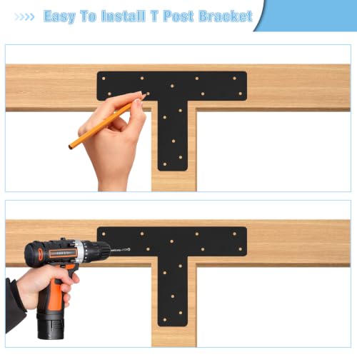 4 Pcs 13"x 13" T Post Bracket for Pergola - style: T Shape(13"x13"x3")