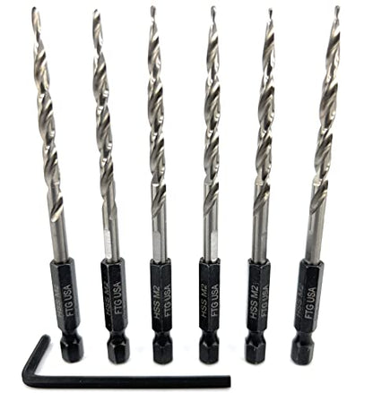 FTG USA 6Pc #8 (11/64") Replacement Countersink Drill Bit Set Tapered Bits - size: #8 (11/64"), style: 6 Bits w/o cutter