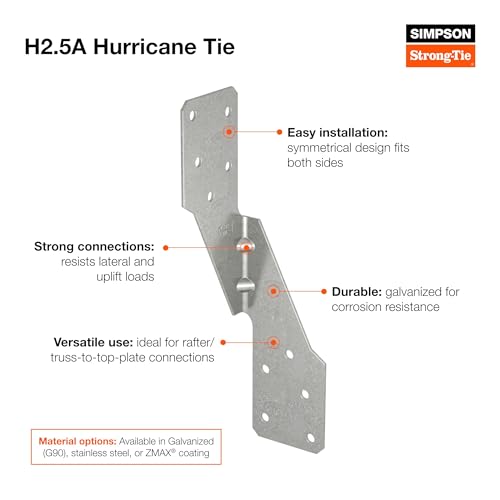 Simpson Strong-Tie H2.5A 18-Gauge Galvanized Hurricane Tie (200-Pack) - size: 200 Pack
