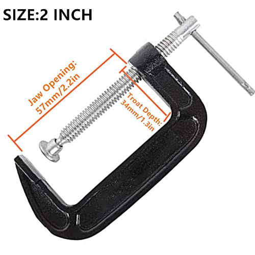 2 Inch C-Clamp Set, Heavy Duty Steel C Clamp Industrial Strength C Clamps for Woodworking, Welding, and Building (6Pcs) - color: 6pcs