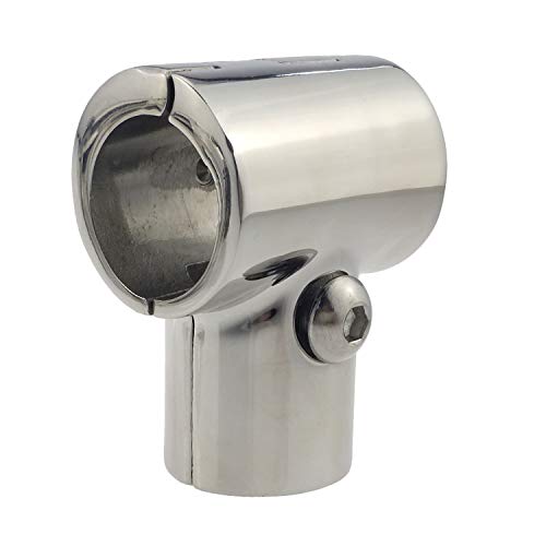 NRC&XRC Heavy Duty 316 SS Polished Boat Hand Rail Fitting- 90 Degree T/Tee Hinged/Split for 7/8" OR 1 INCHTube - color: 1"