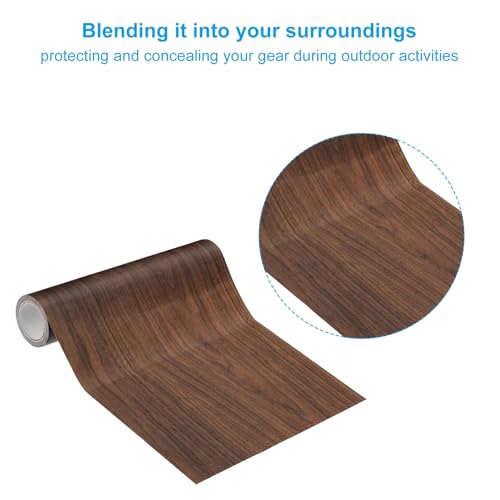 PATIKIL Wood Grain Repair Tape 10" X30', Self Adhesive Realistic Textured Repair Tape Patch with Scraper for Floor Door Table Cabinets Desk, Dark Brown Oak