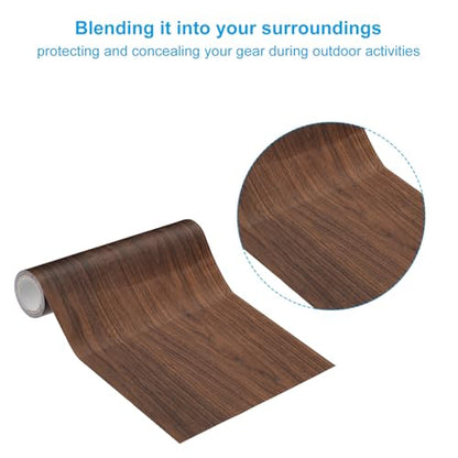 PATIKIL Wood Grain Repair Tape 10" X30', Self Adhesive Realistic Textured Repair Tape Patch with Scraper for Floor Door Table Cabinets Desk, Dark Brown Oak
