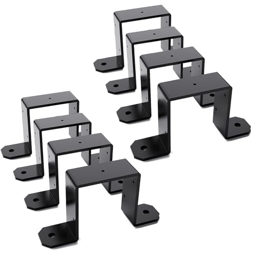 4x4 Strap Post Ties, 8 Pack, 12-Gauge Steel, Black