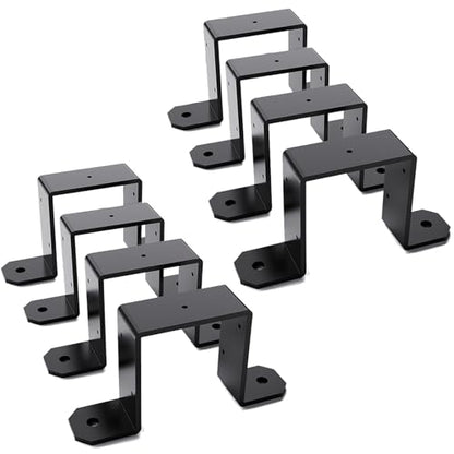 4x4 Strap Post Ties, 8 Pack, 12-Gauge Steel, Black