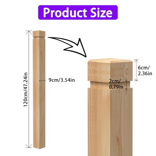 4PCS Newel Post Red Oak 3.5"x48" Premium Hardwood,Staircase Newel Post