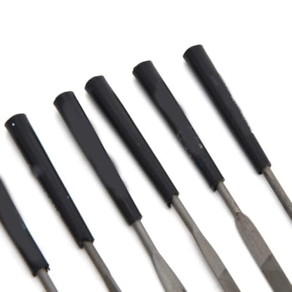 10pcs Needle File Set, 3 x 140mm Mini Carbon Steel Files with Plastic Handles for Jewelry Metal Smoothing - size: 3×140mm×10