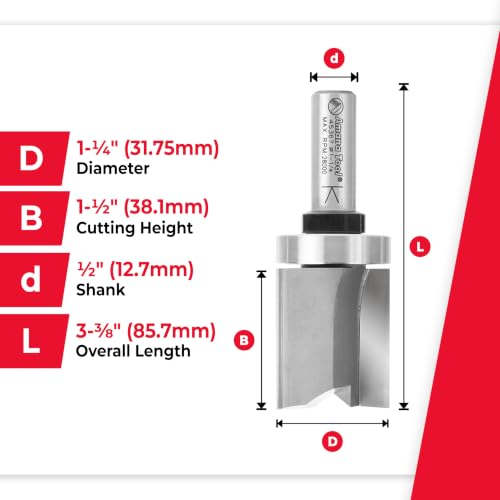 Amana Tool - 45367 Carbide Tipped Flush Trim Plunge Template 1-1/4 Dia x 1-1/2" x 1/2 - size: 1-1/4 Dia x 1-1/2" x 1/2