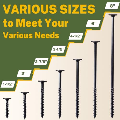 LIONMAX Structural Wood Lag Screws #14 x 2 Inch, 50PCS, Black - size: #14 x 2"