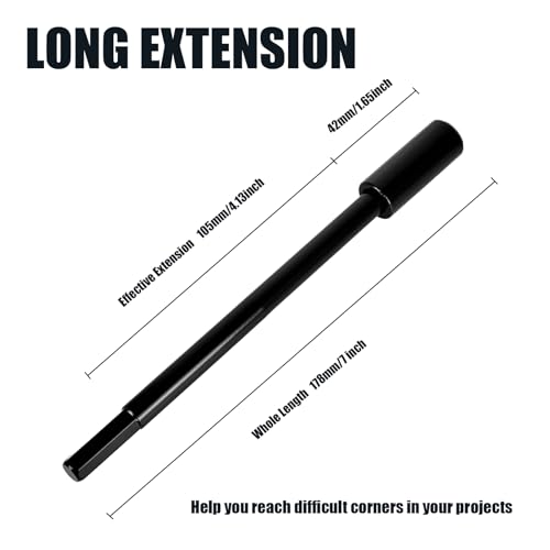 7 Inch Forstner Bit Extension for 3/8'' Round Shank Black Hole Saw Drill Chuck Extension Adding 5-3/4 inches Drilling Depth to Forstner Drill Bit for Wood Turners Furniture Carpentry - size: 7'' Long for 3/8'' Round Shank
