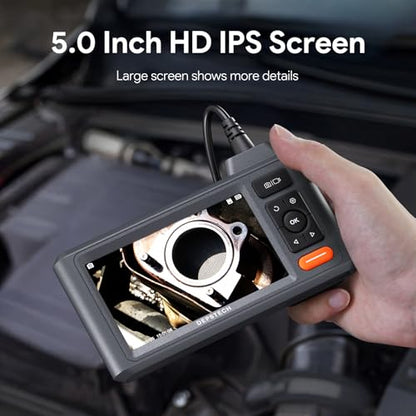DEPSTECH Triple Lens Inspection Endoscope Camera with Light, 5" IPS Screen