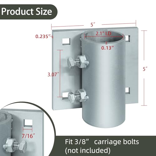 Stationary Dock Heavy Duty Hardware Side Leg Pipe Holder,Floating Dock Brackets Hardware,Dock Pipe Brackets Sleeve Holder for Pipe Pole Post,7/16" Holes for 3/8" Carriage Bolts - style: 2pack Dock Side Pipe Holder