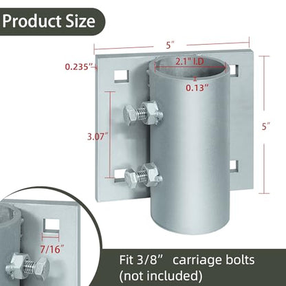 Stationary Dock Heavy Duty Hardware Side Leg Pipe Holder,Floating Dock Brackets Hardware,Dock Pipe Brackets Sleeve Holder for Pipe Pole Post,7/16" Holes for 3/8" Carriage Bolts - style: 2pack Dock Side Pipe Holder
