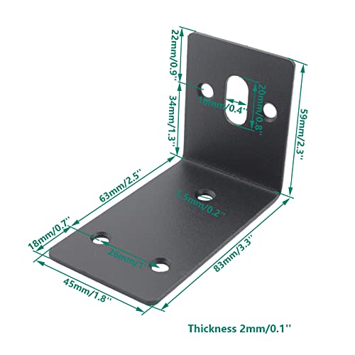 4PCS L Bracket Corner Brace, ULIFESTAR Stainless Steel Heavy Duty Black Corner Bracket,90 Degree Joint Right Angle Bracket,Metal L Brackets for Wood Furniture (59x83x1.8mm/2.3x3.3x0.1'' 6+1 Holes) - size: 59x83x1.8mm/2.3x3.3x0.1'' 6+1 Holes