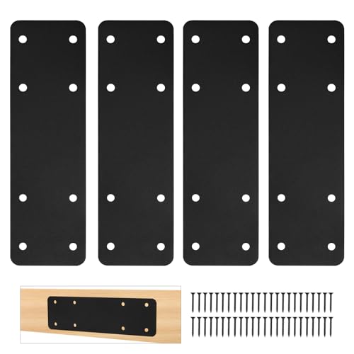 4 Pcs 10"x3" Straight Steel Plate for Wood, 3MM, Black - style: I Shape(10x3x0.12)