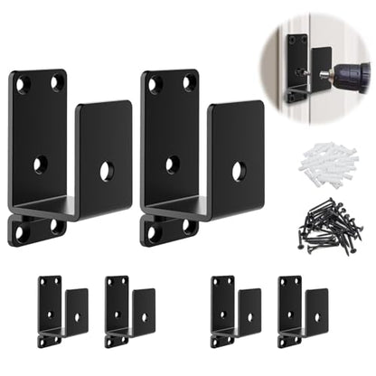 6Pack Black Heavy Duty 2x4 Steel U Door Barricade Brackets for Security Use - size: 6 Pack