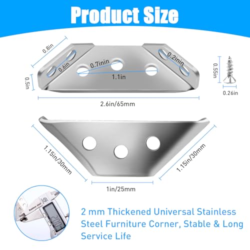8-Pack Universal Stainless Steel Furniture Corner Connectors,Sliver