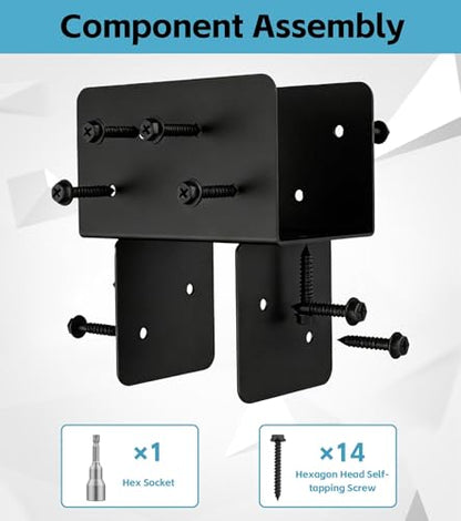 2 Pack 4x4/4x6 Heavy-Duty Post Bracket for Outdoor Pergolas Gazebos Decks - size: 2 Pack Large Brackets 4"x4"