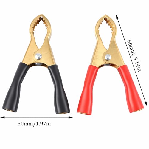5Pair Alligator Clips Electrical, 50A 3.1inch Heavy Duty Insulated Pure Copper Charging Battery Clips Alligator Clamps, Spring Loaded Truck Car Electrical Battery Test Jumper Lead Probe