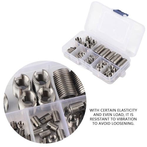 50 Pcs Threaded Inserts, Stainless Steel Inner Thread, self Tapping Insert Set with Storage Box, M3/M4/M5/M6/M8/M10/M12/M14/M16