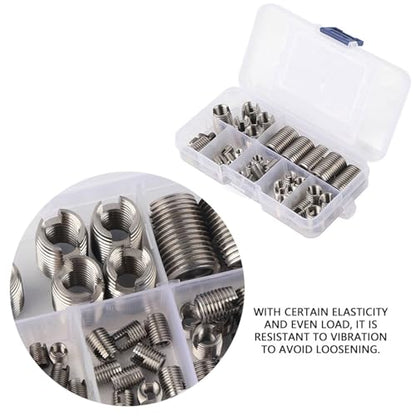 50 Pcs Threaded Inserts, Stainless Steel Inner Thread, self Tapping Insert Set with Storage Box, M3/M4/M5/M6/M8/M10/M12/M14/M16