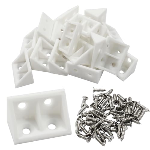 20 Pcs 0.7" White Right Angle Bracket, Plastic L Brackets - style: with Screws