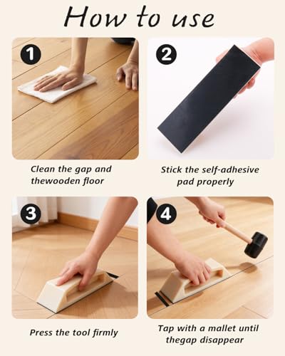 Floor Gap Fixer Tool Kit with Rubber Mallet & Nylon Tapping Block, Flooring Installation and Repair Tools for LVP, Vinyl, Laminate, Wood and Hardwood Plank Floors