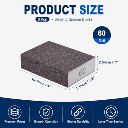 8Pcs 60Grit Sanding Sponges, Wet Dry Sanding Blocks - size: 60Grit