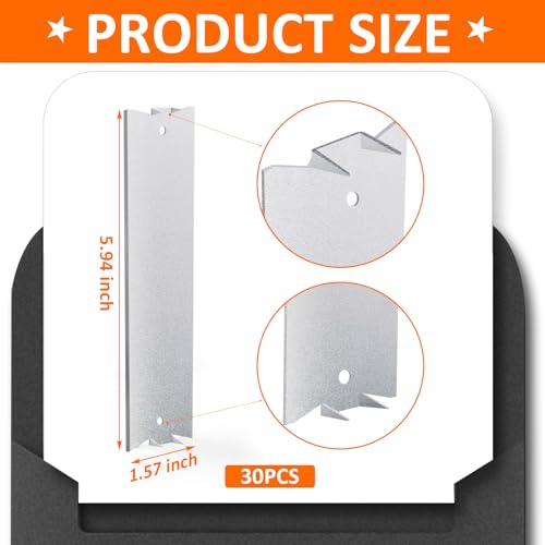 30Pcs Nail Plate for Wood Studs Cable Protector Plate 6" x 1.5" with Sharp Pointed Prongs, Anti-Nail Protection Shield with Pointed Prongs for Protecting Plumbing and Wiring