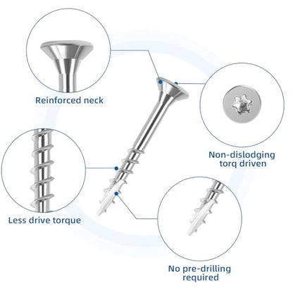 WELLOCKS #8 x 1-1/2 in 304 Stainless Deck Screws, 300 PCS - size: #8×1-1/2"