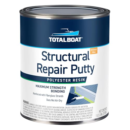 TotalBoat Polyester Structural Repair Putty - Marine Grade Long Strand Fiber Fiberglass Reinforced Filler for Boat and Automotive Repair - size: Gallon Kit