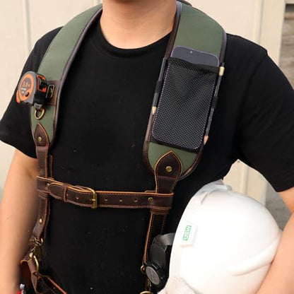 Canvas Tool Rig Belt Bag with Suspenders for Carpenter Framers Electricians