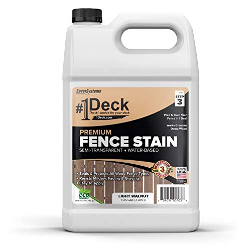 SaverSystems #1 Deck Premium Wood Fence Stain - Semi-Transparent Sealer (1 Gallon, Light Walnut) - color: Light Walnut, size: 1 Gallon